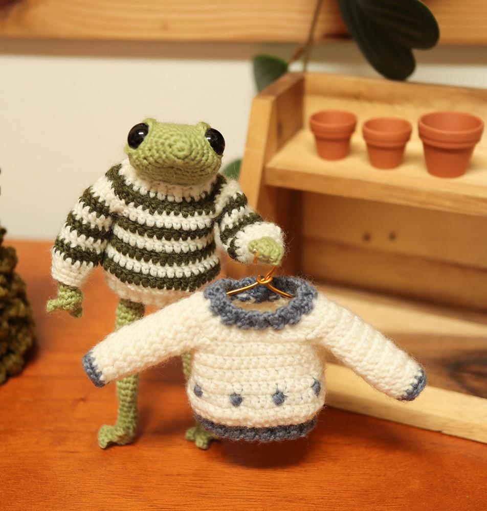 [코바늘 도안]개구리 친구의 뽀송니트