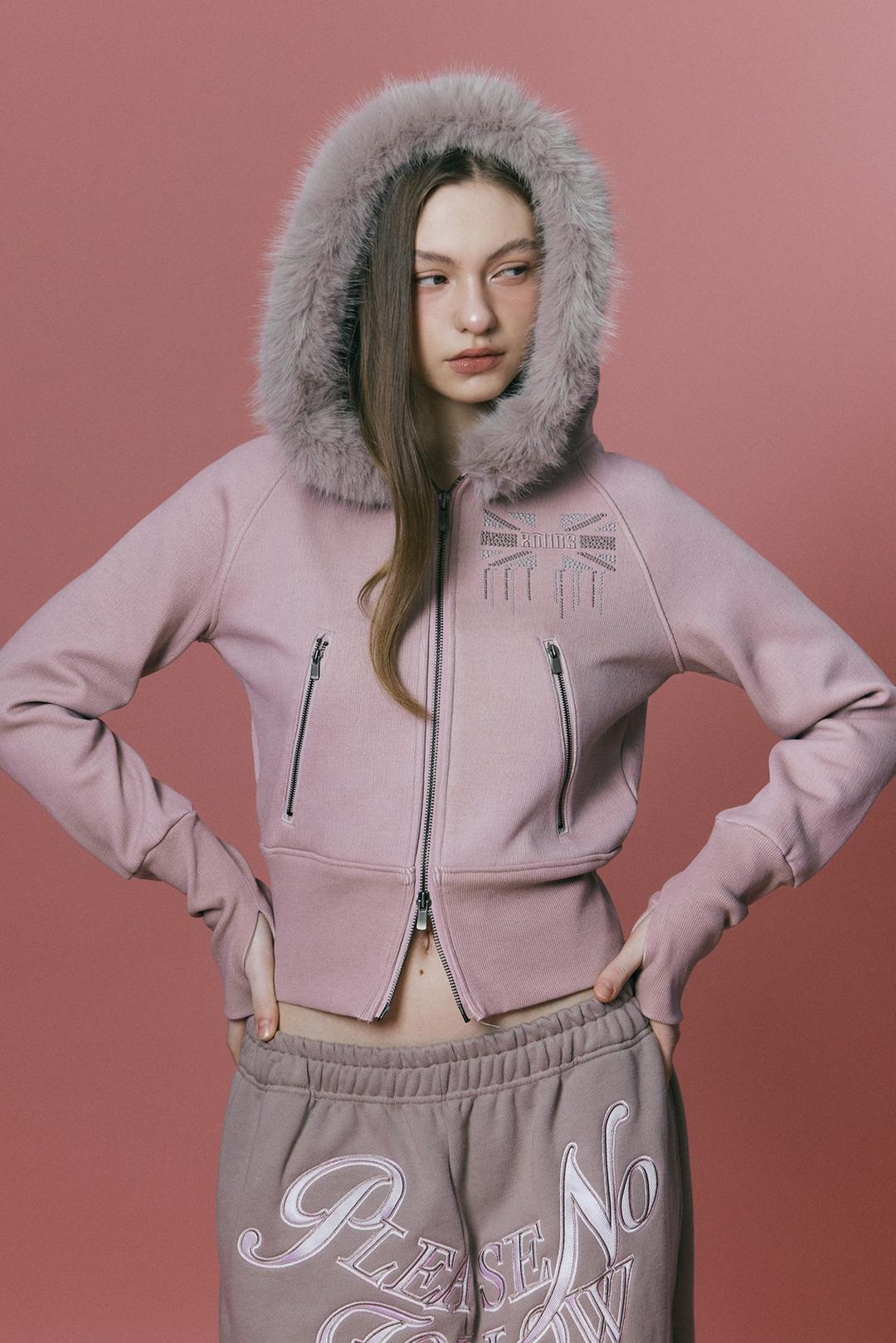 Becky Fur Hoodie Jacket (Pink)