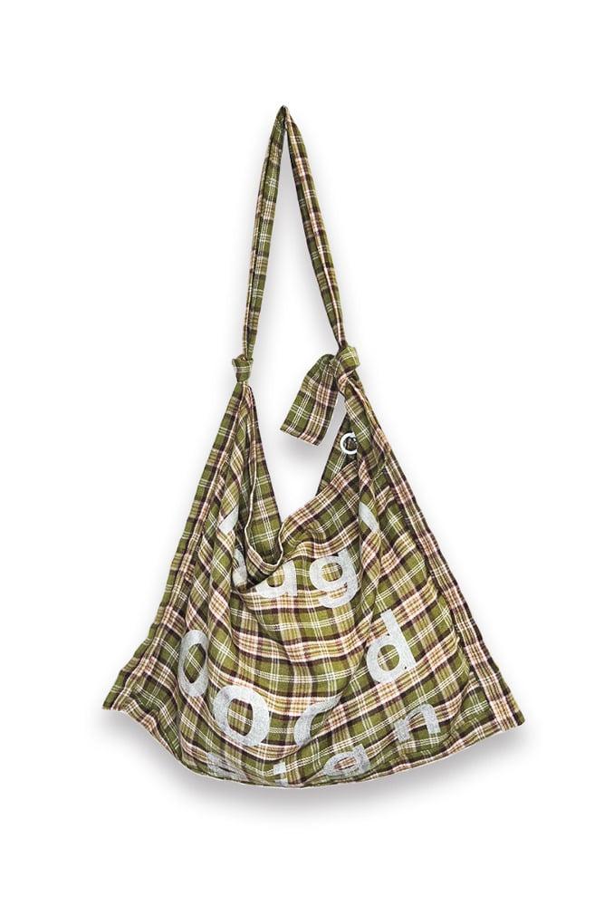 [nought] 000 Design Check Tie Bag  / Olive