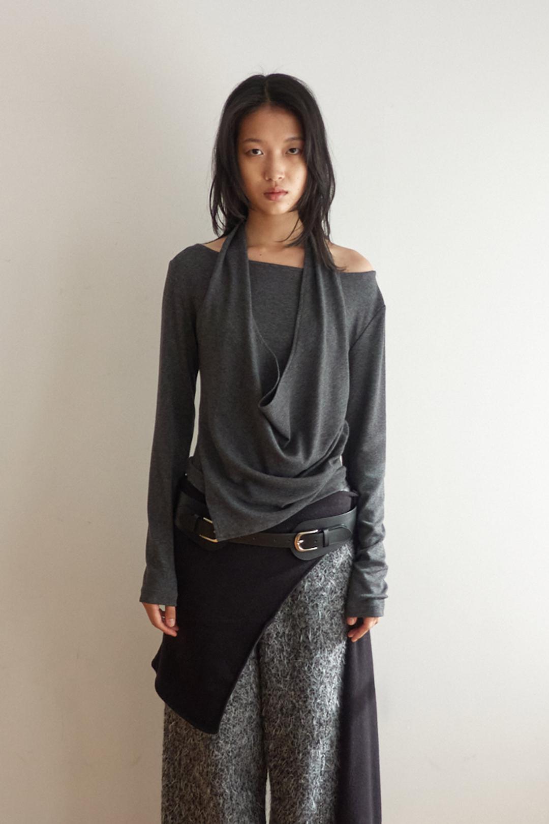 Layered Halter Top / Charcoal