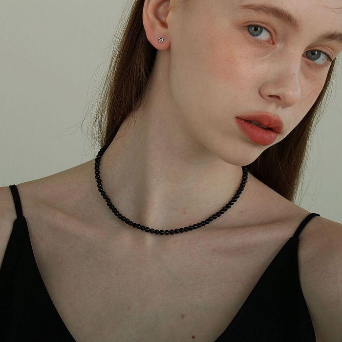 [실버925] black onyx necklace (4mm)