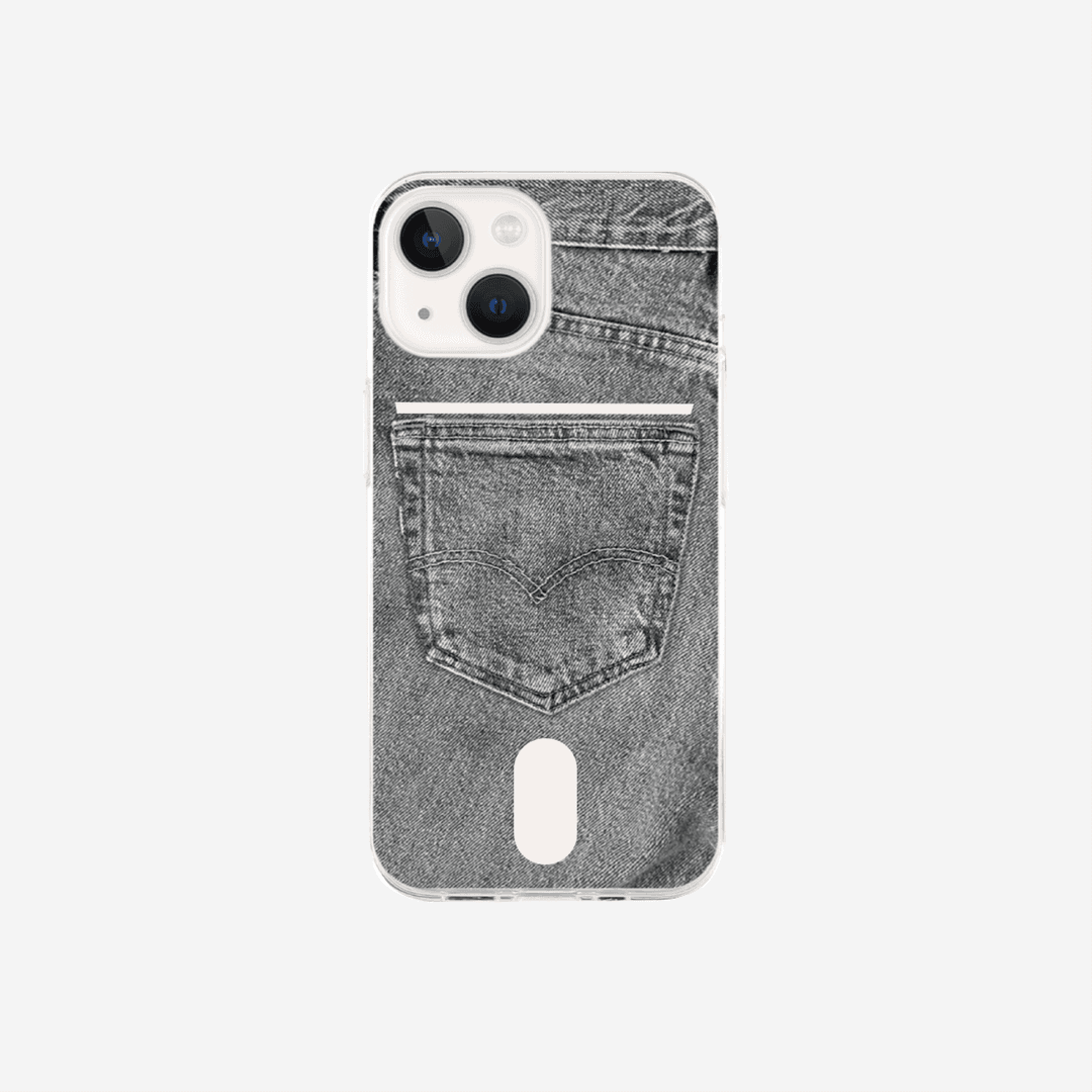 Pocket phone case - Grey denim