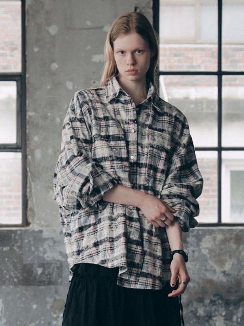 DIRTYWASHING OVERFIT CHECK SHIRT BLACK