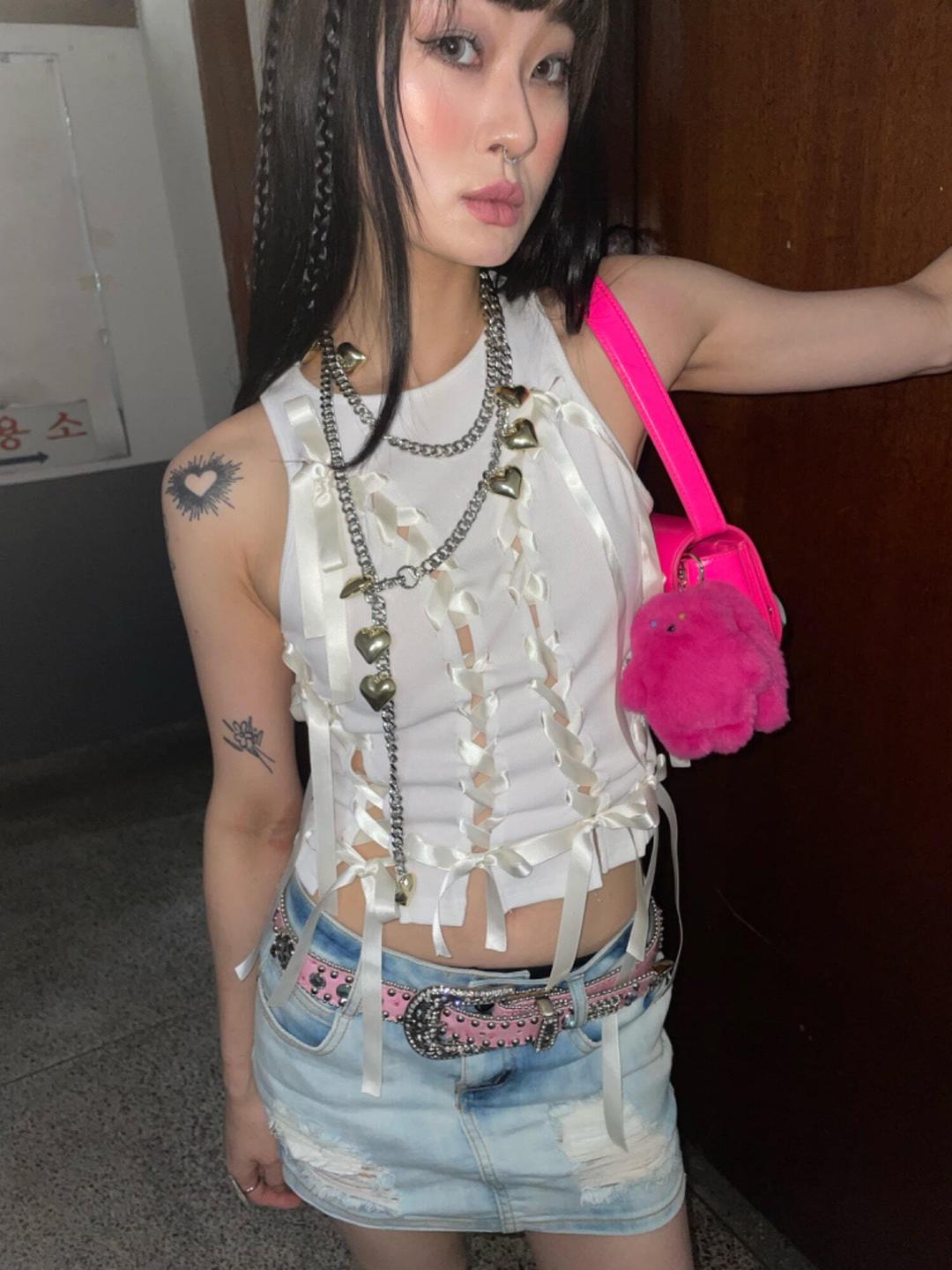 gold heart chain (necklace & belt & bracelet)