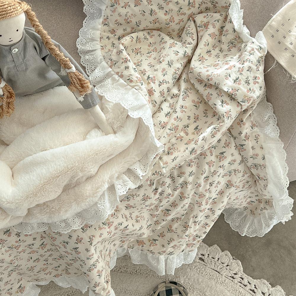 따뜻한 로지아 플라워 고급 페이크토끼털 블랭킷 담요