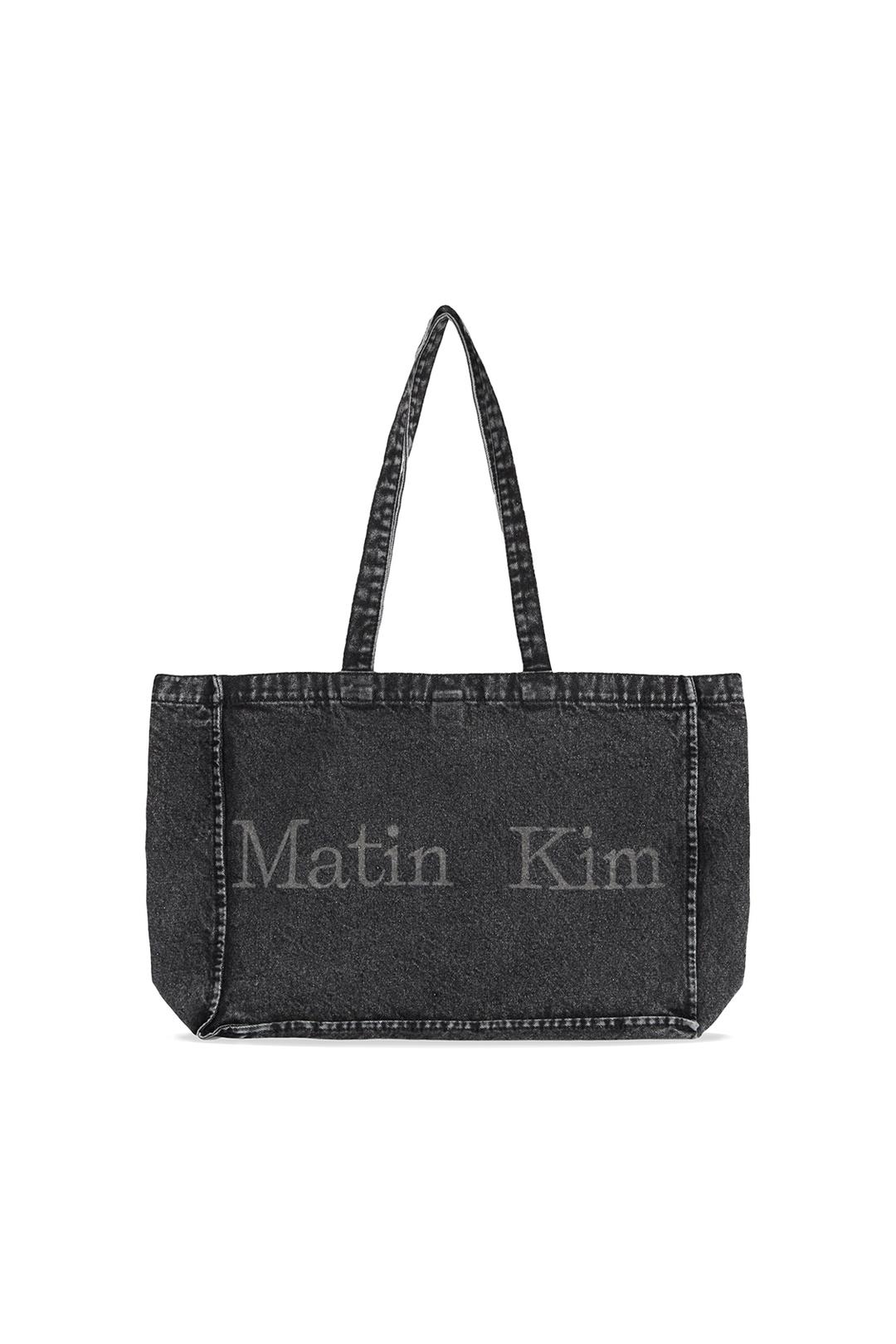 MATIN WASHED DENIM TOTE BAG IN DARK GREY