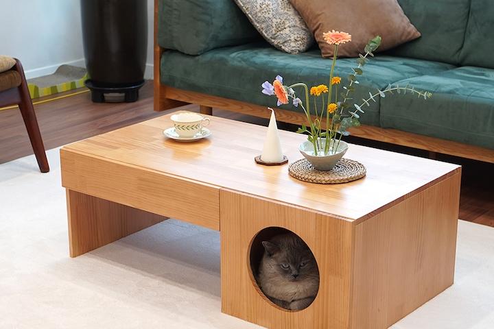 펫 위드 원목 숨숨집 서랍 거실 테이블
