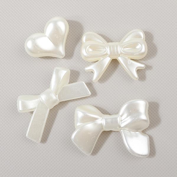 [6787-13]아크릴통과형 진주리본 진주하트 4종 ,1개