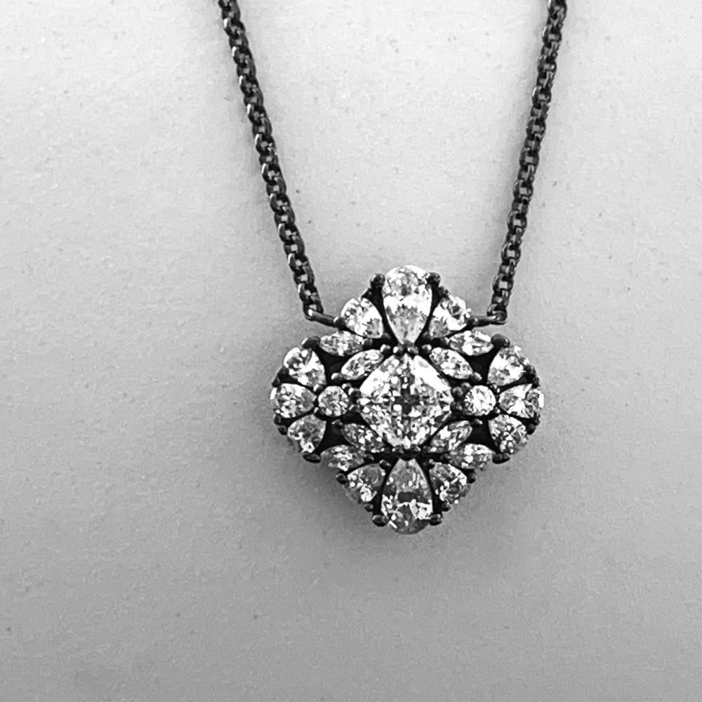 [위프레리] 실버 5A 스텔라 블랙 목걸이, Silver 5A Stella Black Necklace