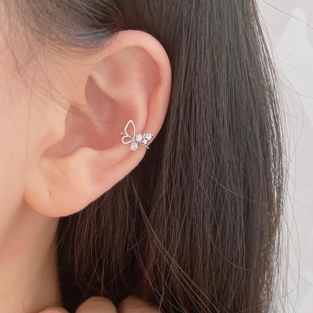 나비 라인 큐빅 이어커프 귀찌