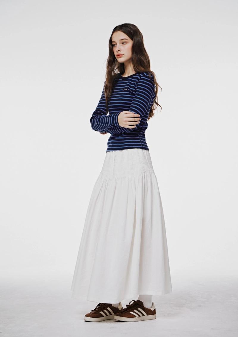 opendoor studio - [6차 리오더]Handmade Wrinkle Pin Tuck Skirt White