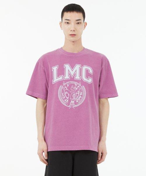 OVERDYED COLLEGE BEAR TEE dark pink