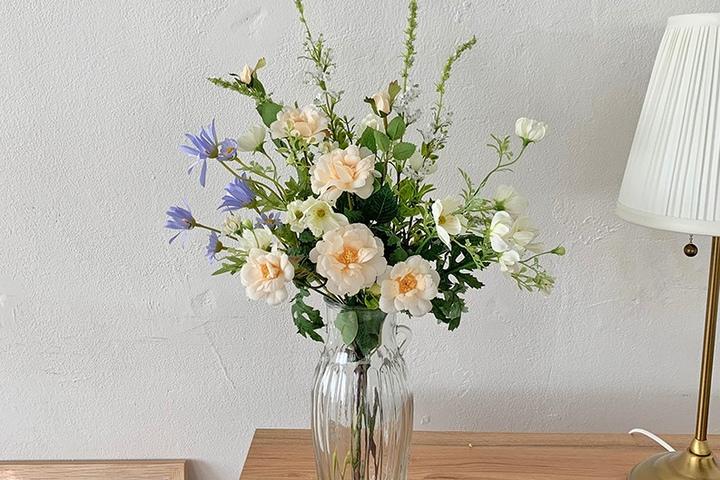 피치무드 로즈 설유화 부쉬 꽃다발