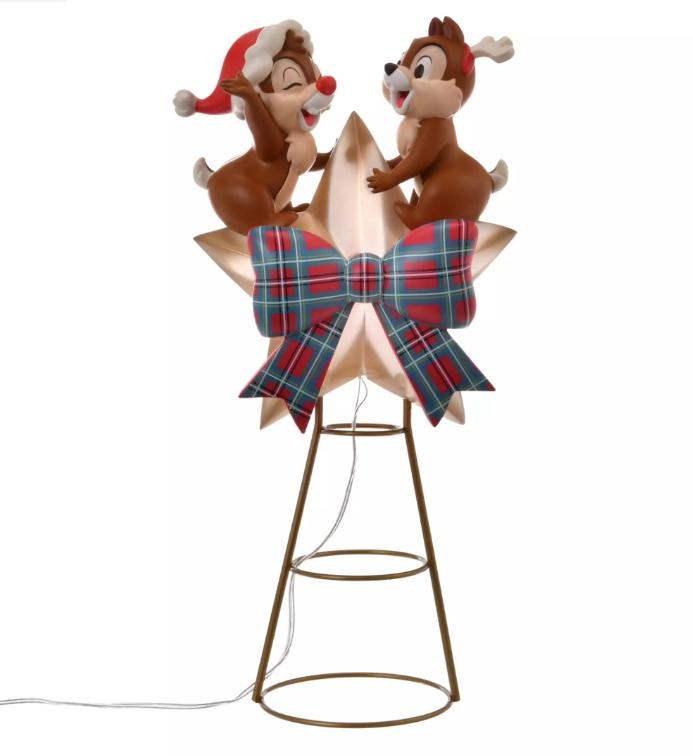 일본 디즈니 스토어 2025 크리스마스 트리 토퍼 칩과데일 LED 조명 장식