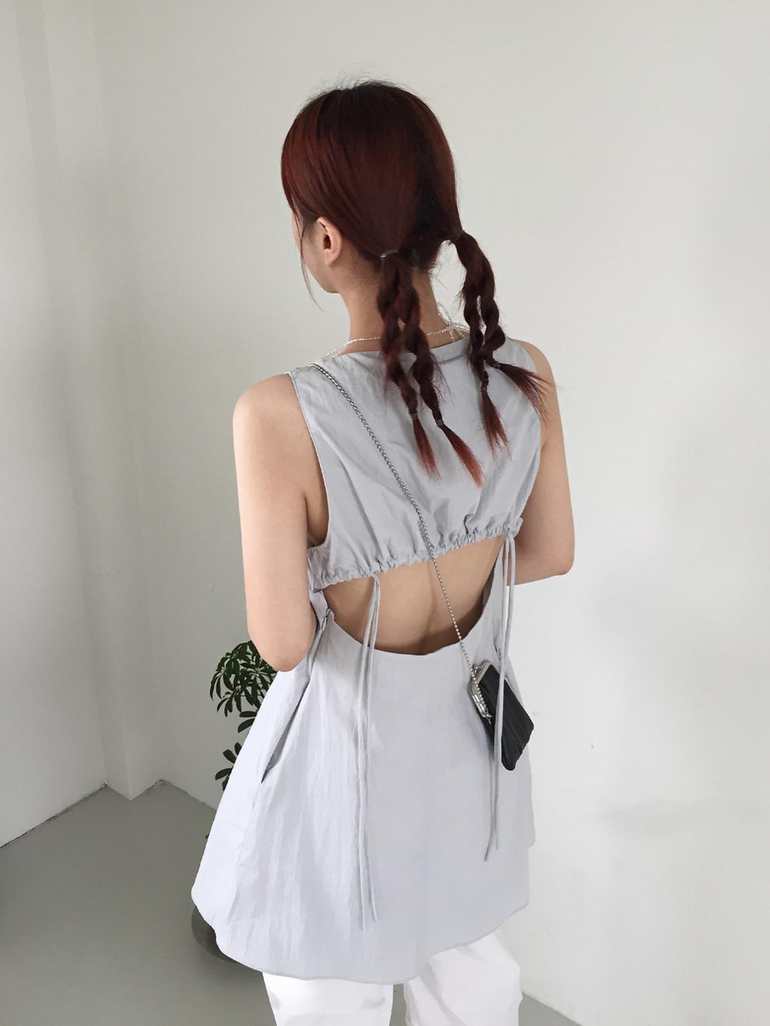 back cut-out string mini one-piece (3color)