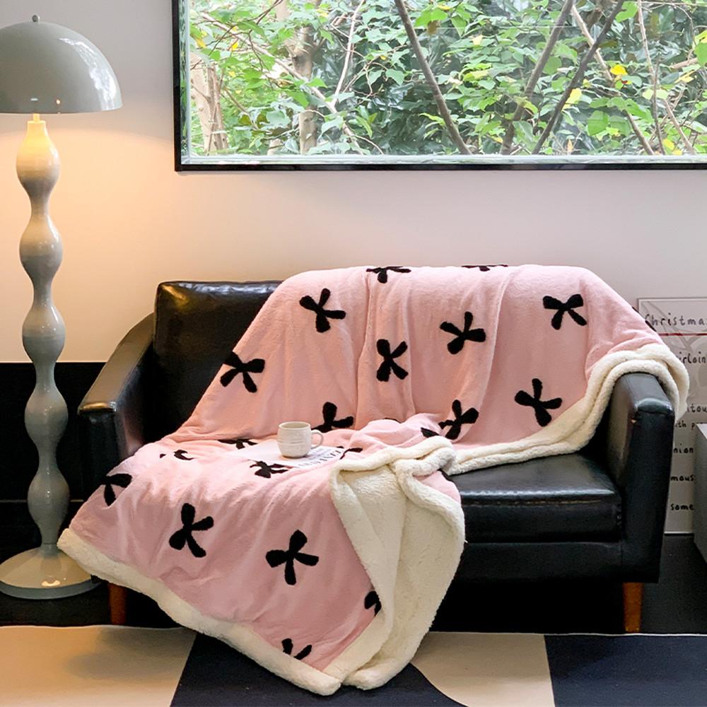 수심 Ribbon Blanket (3 color) 리본 극세사 담요 겨울 사무실 이불