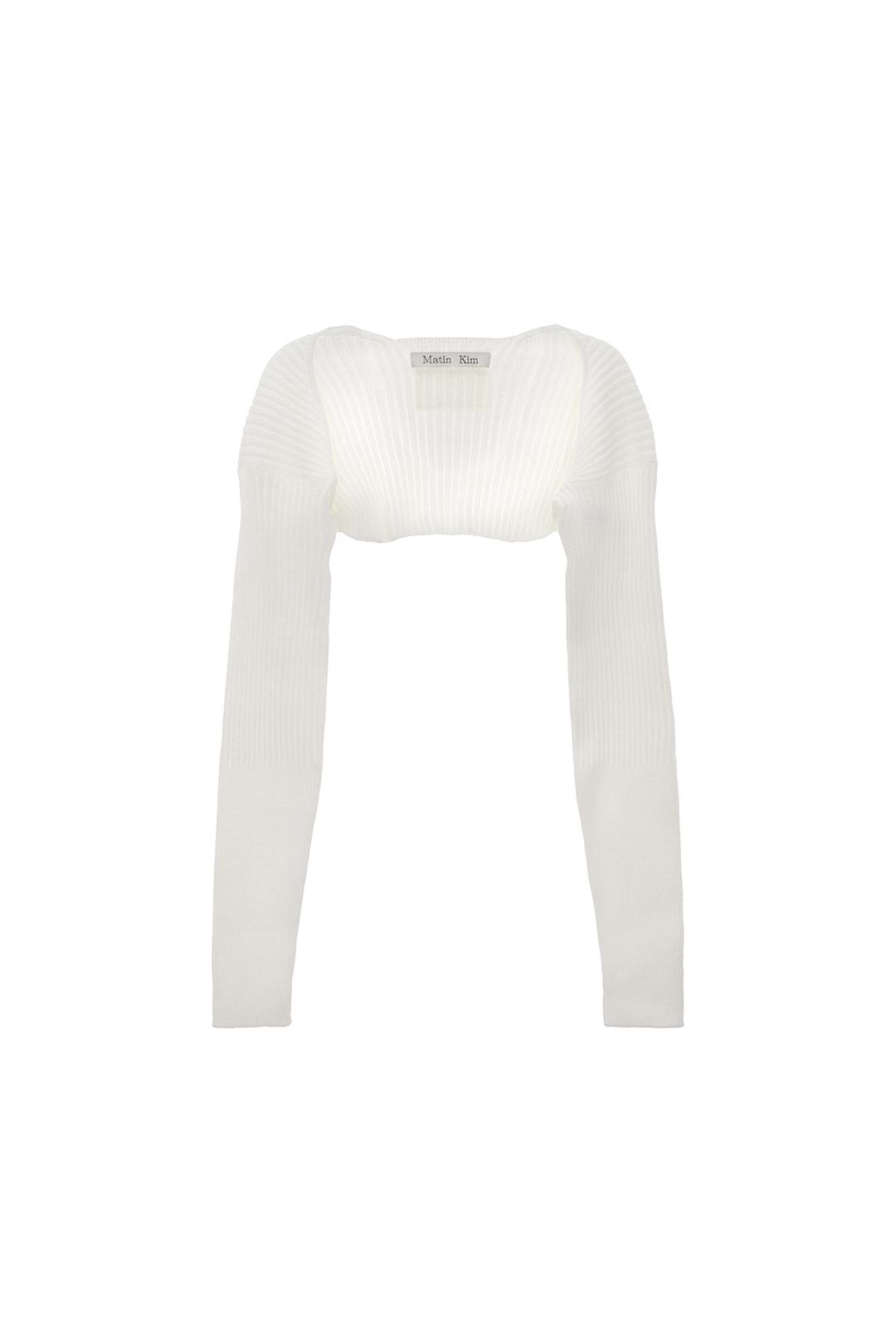 RIBBED BOLERO KNIT CARDIGAN IN IVORY