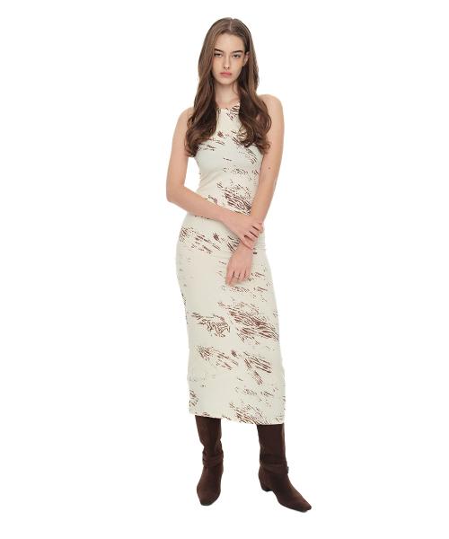 지브라 저지 맥시 드레스 아이보리