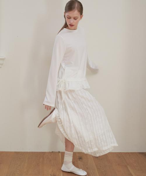 LACE PLEATS SKIRT_WT