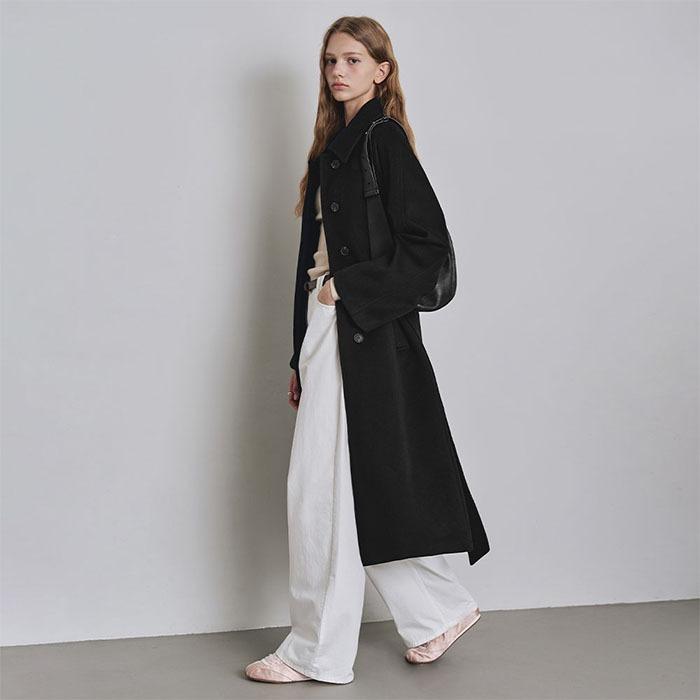 [크리에이터PICK] [우먼] 벨티드 발마칸 롱 코트 블랙 COWCT001BLACK