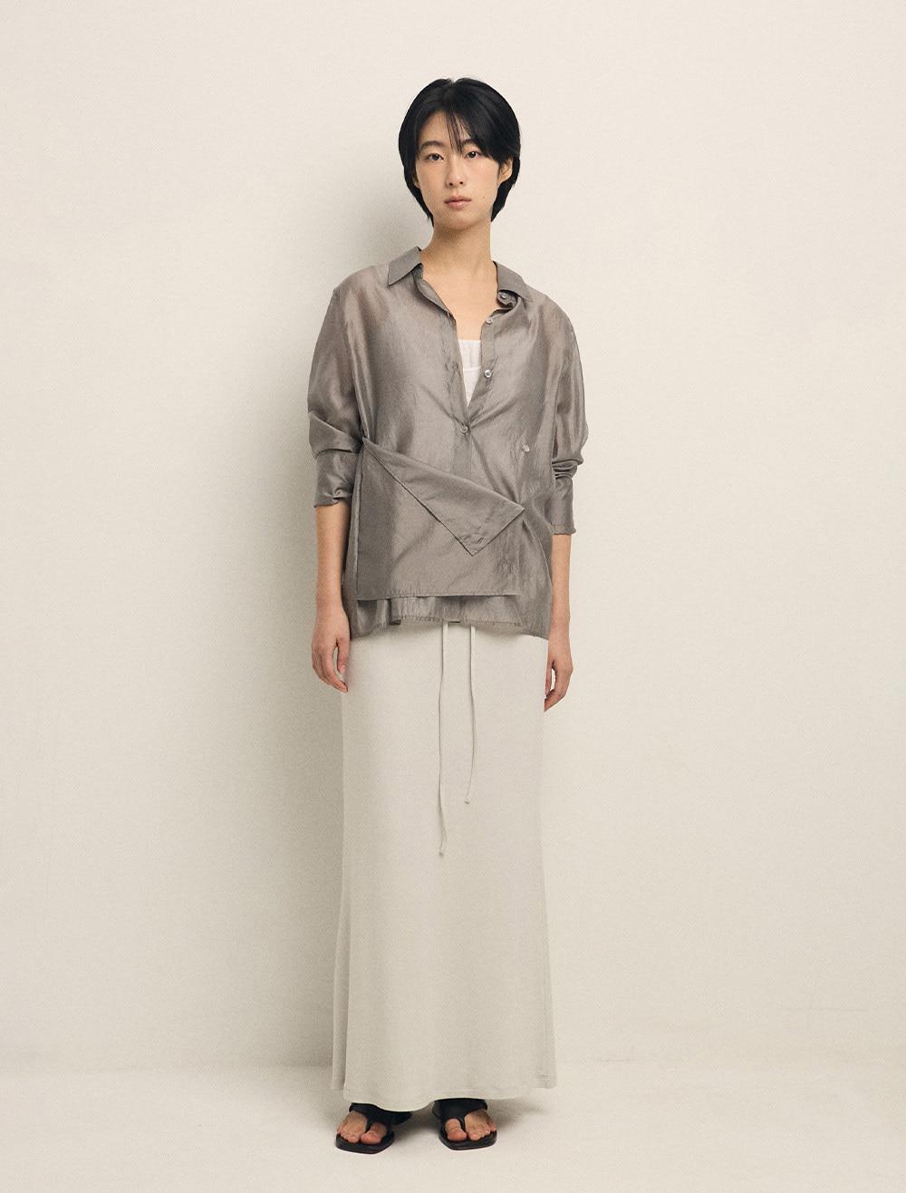 [2nd REORDER] SILKY BUTTON WRAP SHIRT [GREY]