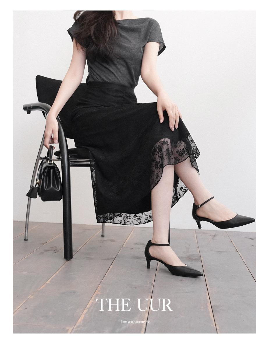 uur petaline satin layer skirt [black]