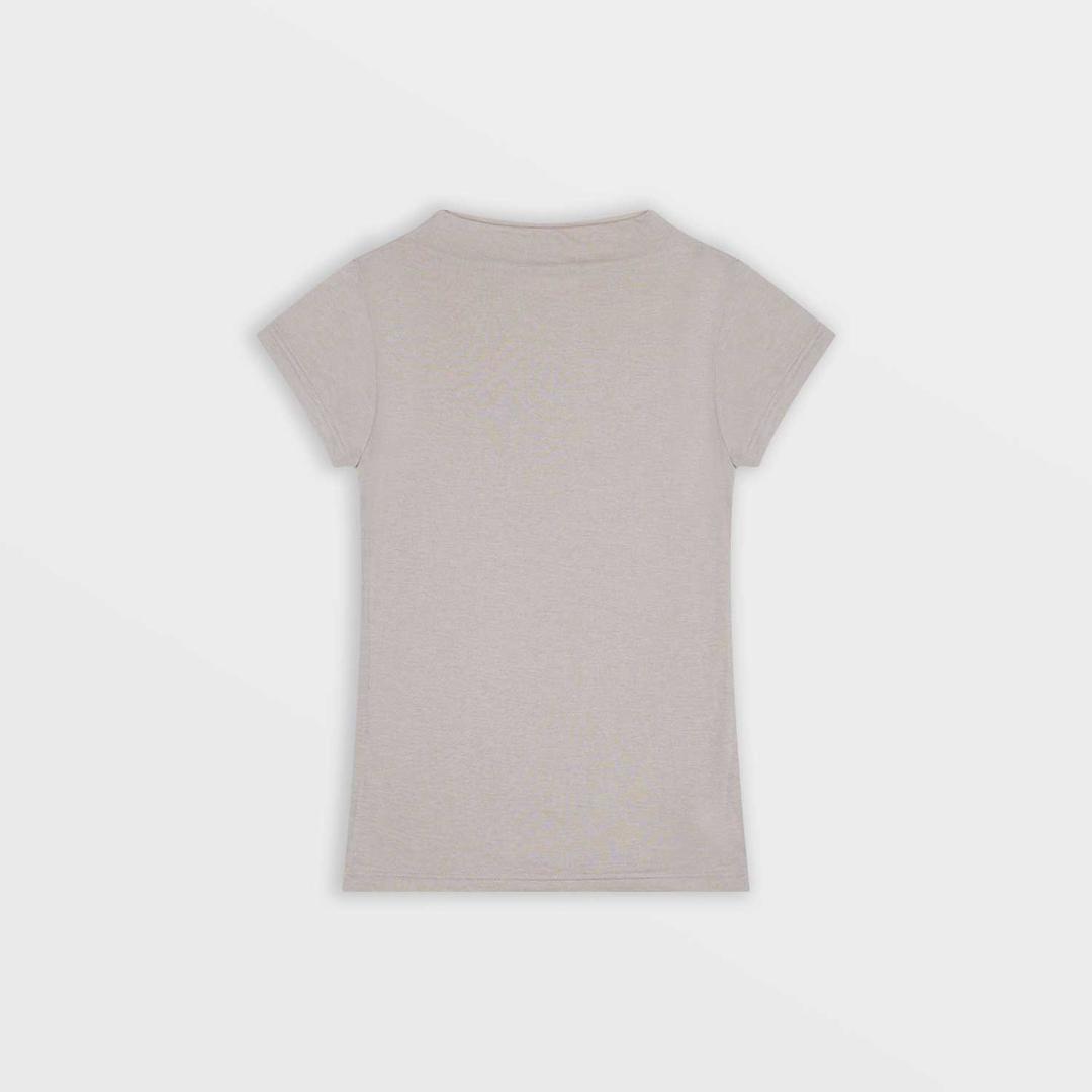 1/2 Mock Neck T-Shirt (Beige)