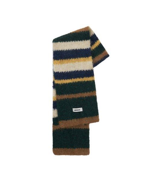 Stripe Mohair Boucle Knit Muffler (Yellow)