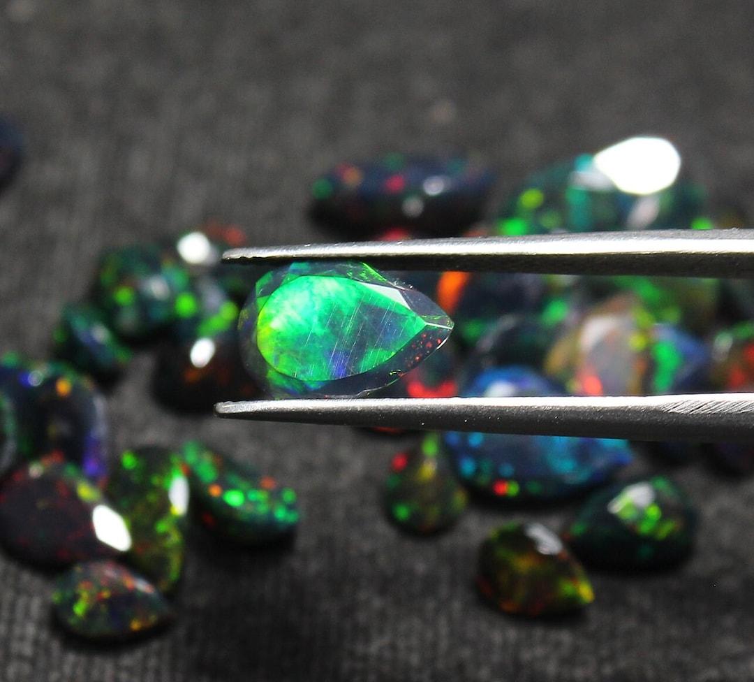 AAA Grade Opal, Opal Crystal, Black Opal, Natural Ethiopian Opal, Pear Shape, AAA Faceted Black Opal, Opal Cut, Loose Opal For Jewelry