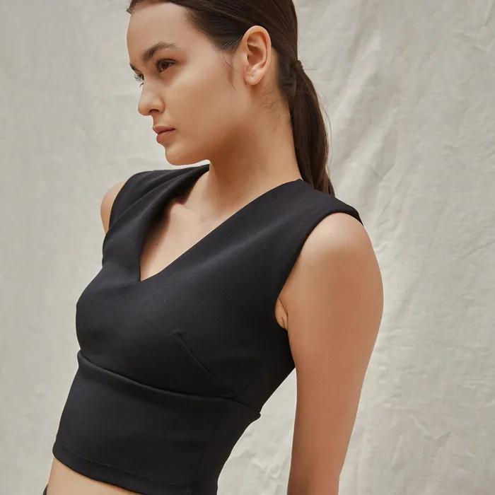 립 브이넥 스윔 세트_블랙