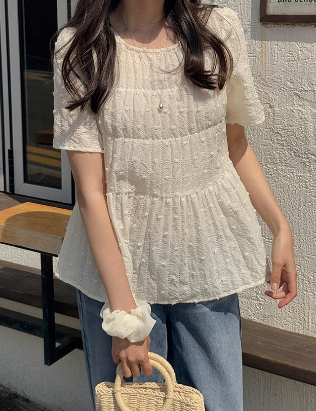 공구우먼 모릴디 도트 스모킹 블라우스 81300