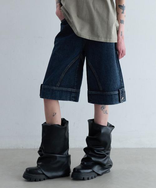 WASHING MID DENIM PANTS [DEEP BLUE]