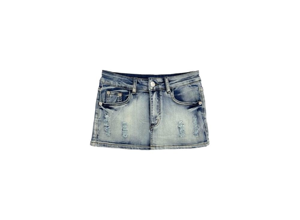 DAMAGED DENIM MICRO SKIRT