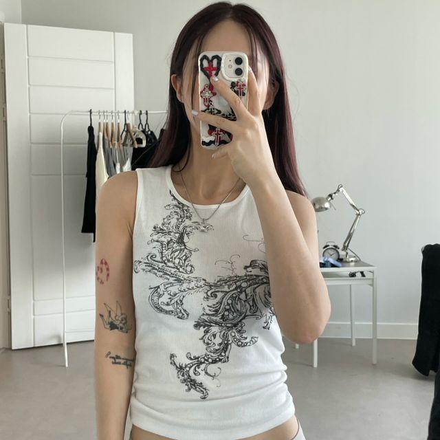 fairy y2k printing sleeveless