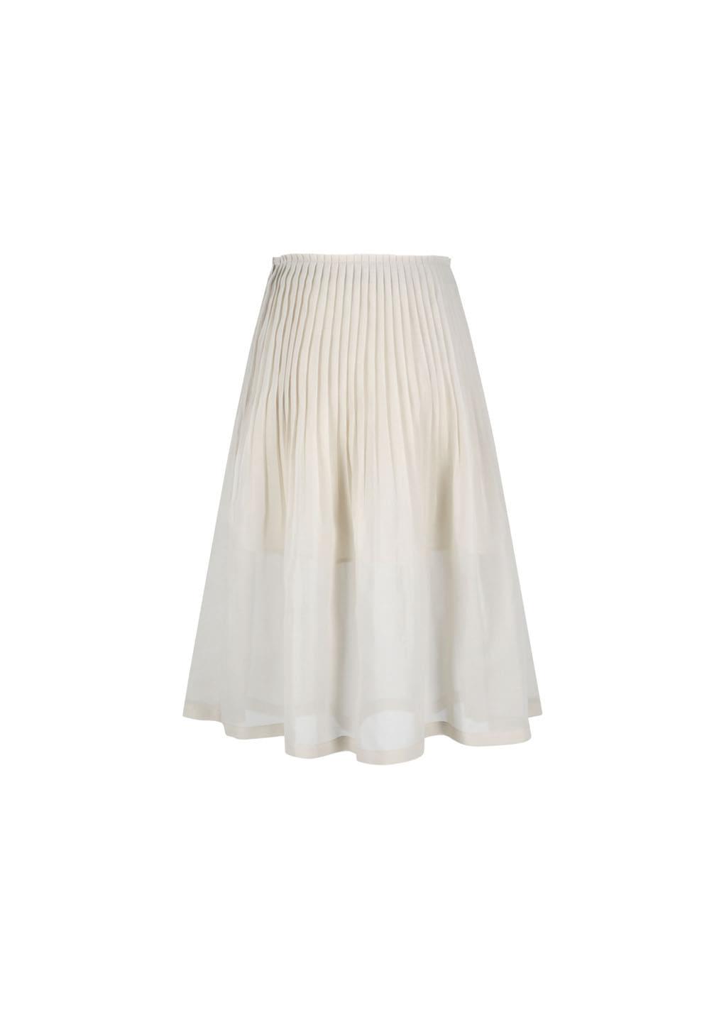Pleated Midi Skirt, Beige