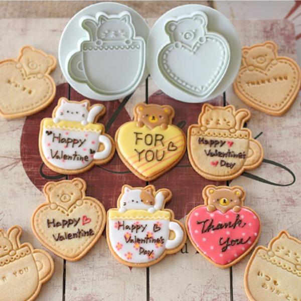 (일본) 코타 고양이 곰 2종 스탬프모양틀 쿠키커터세트