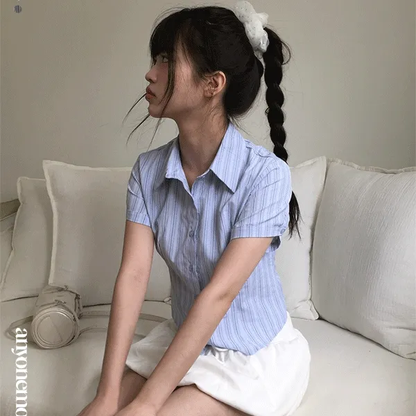 [여름/슬림핏🤍] 카런 스트라이프 반팔 카라 슬림 셔츠 (3color)