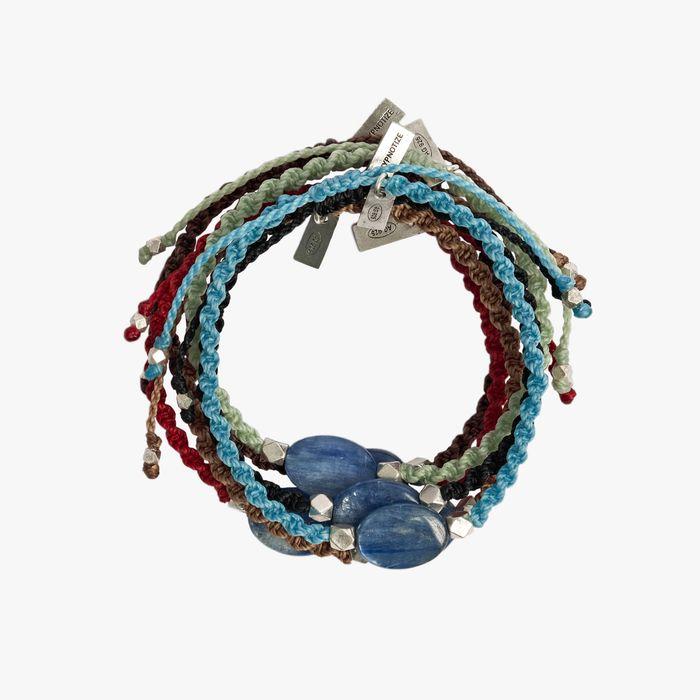 BLUE GEMSTONE MACRAME BRACELET [BLACK/BROWN/BEIGE/SKY BLUE/LIGHT GREEN/RED]