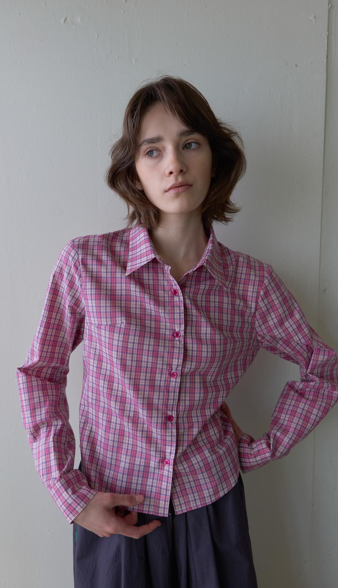 179. Candy Check Shirt _ Pink check