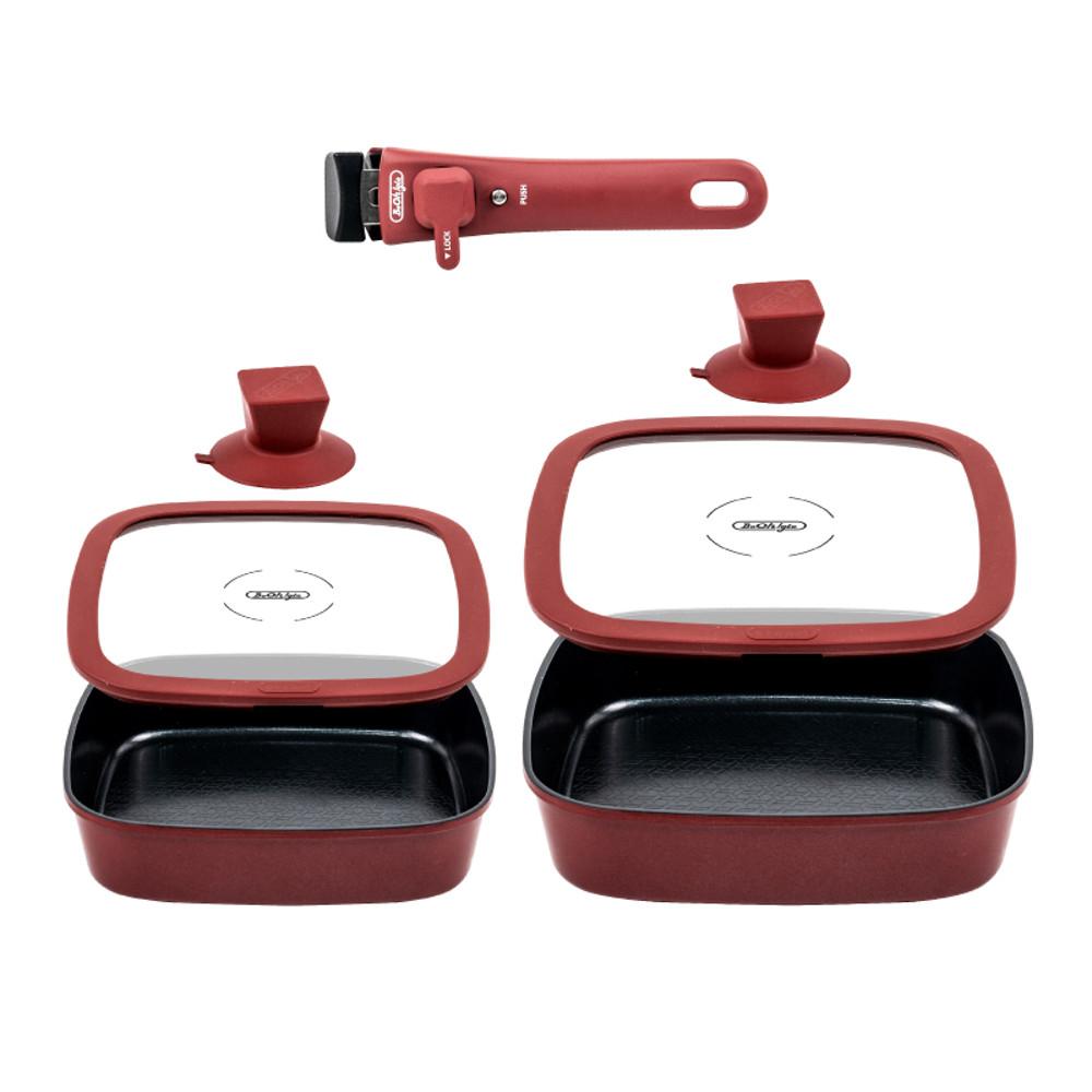 보오글 인덕션 후라이팬 프라이팬 후라이펜 사각 인덕션용 후라이팬 더블 세트 (22cm+26cm)