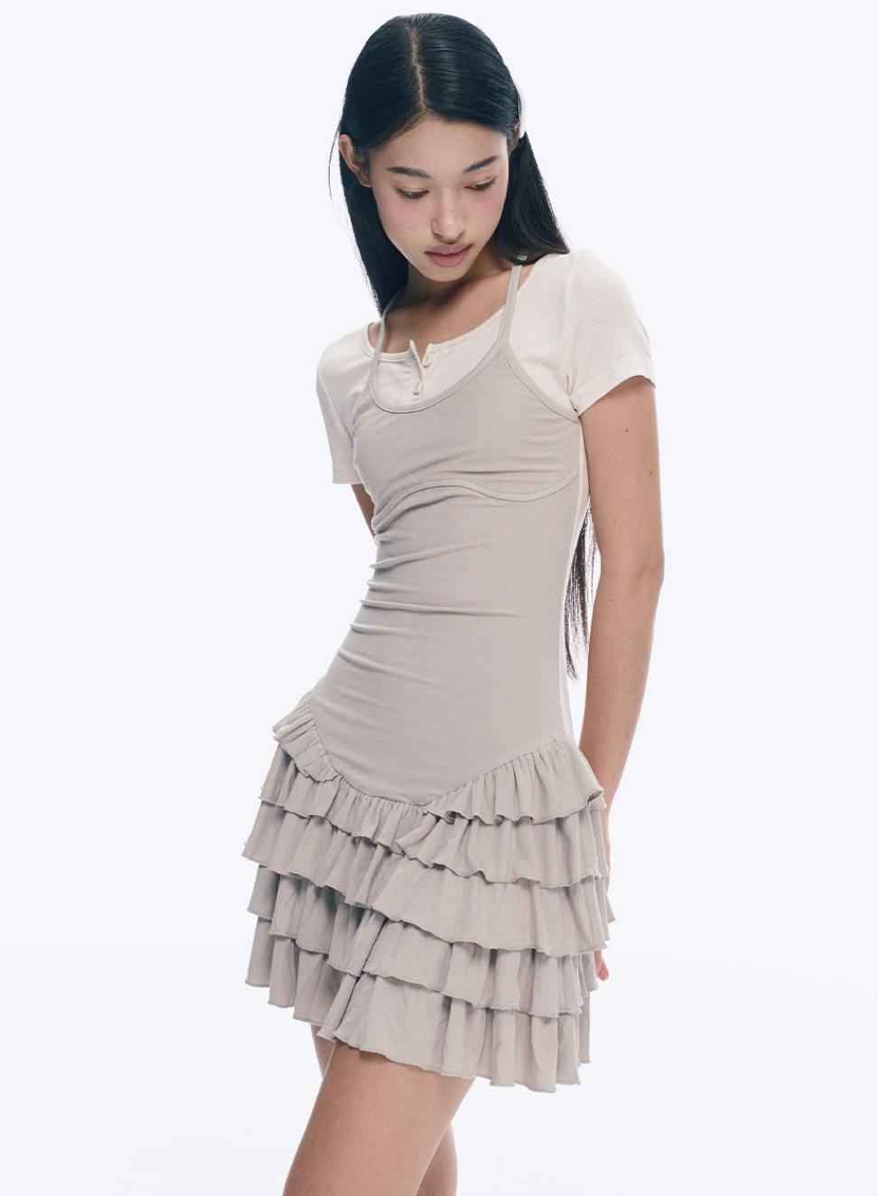 NECY STUDIO Halter Short Sleeve Ruffle Dress (3color)