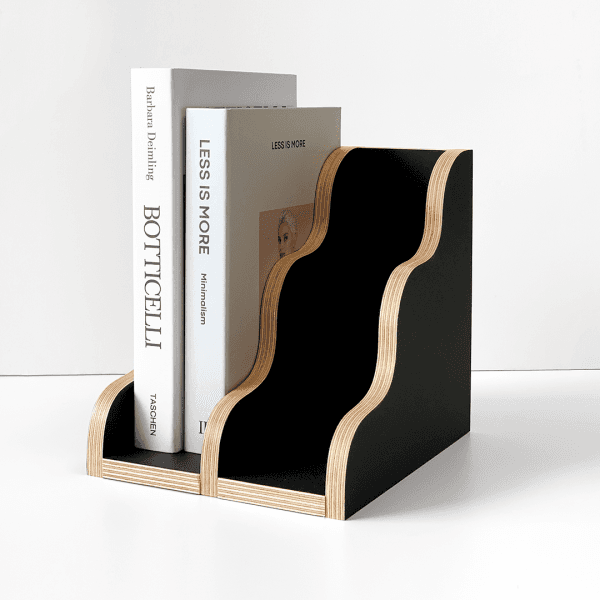 double wave bookcase - black