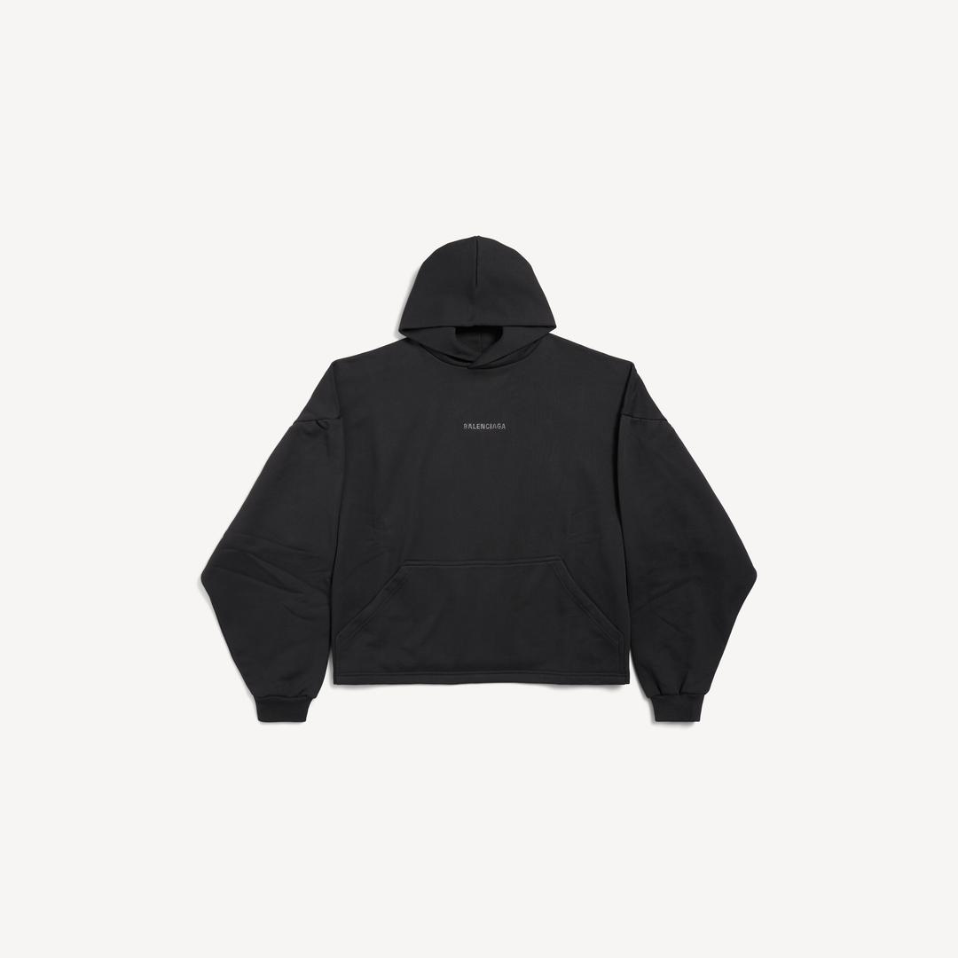 여성 발렌시아가 백 크롭 후디 블랙