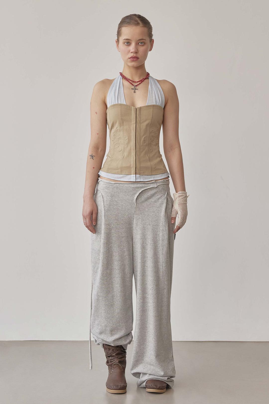 Wrap Sweatpants Melange Gray