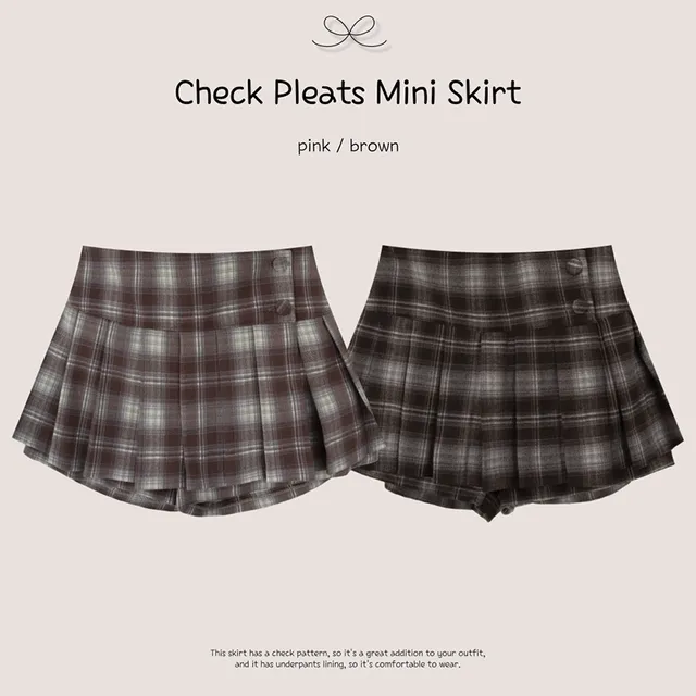 [📌최저가]쁘티 체크 플리츠 미니 스커트(겨울스커트/치마바지/속바지안감/플리츠스커트/체크스커트/미니스커트/크리스마스룩/연말룩/꾸안꾸)
