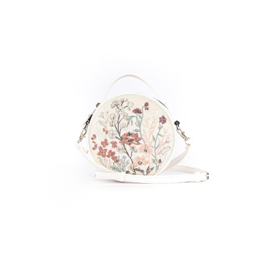 Florabom - Embroidered Round Bag - Jasmine