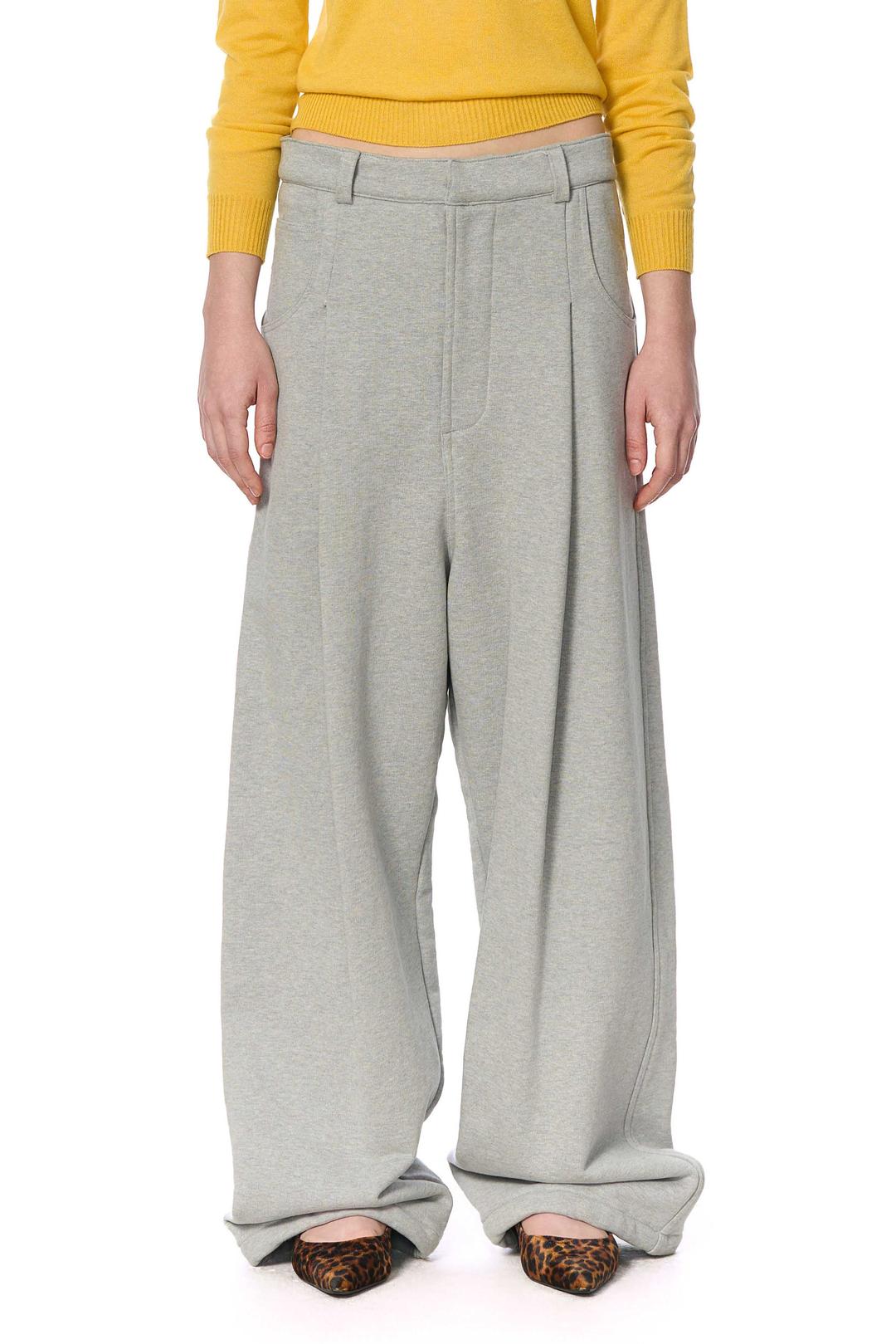 GREY WIDE TUCK SWEAT TROUSERS