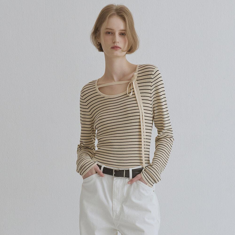 [3/21이내 예약배송]U-Neck Stripe Knit (2color)