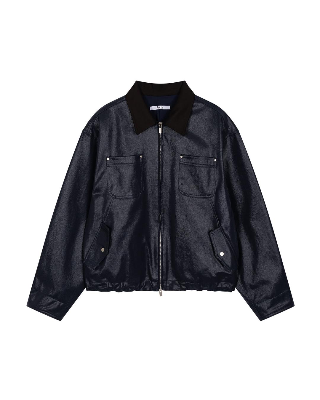COATING BOMBER JACKET, NAVY