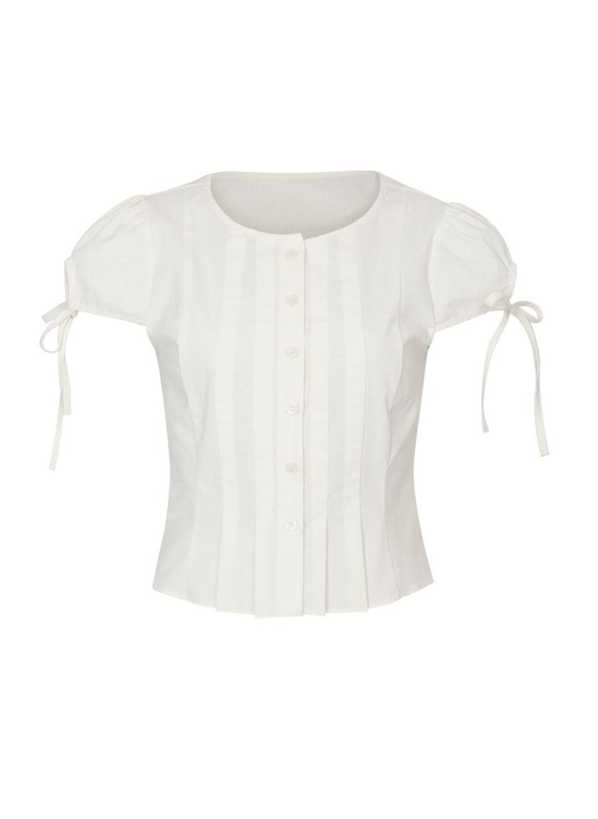 Classic Pin Tuck Blouse (Ivory)